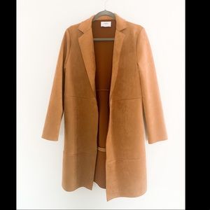 ZARA Camel Coat Faux Suede